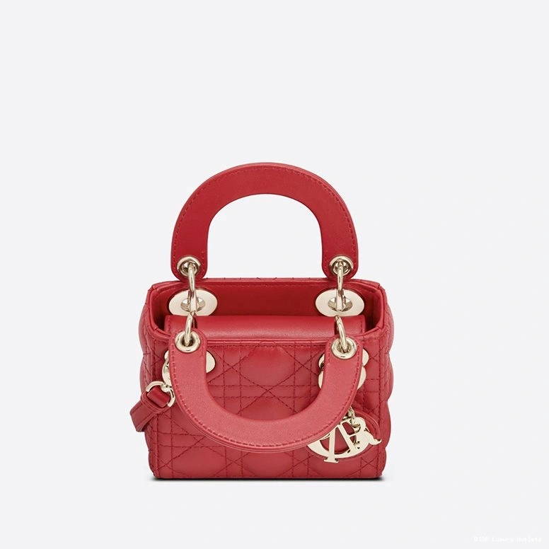 Cheap Lambskin Cannage Lady Dior Bag Red Micro 0813 Luxury